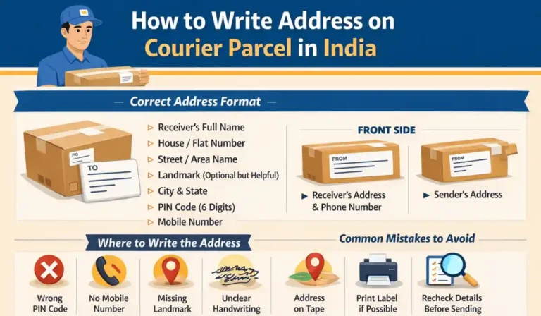 how to write address on courier parcel in india
