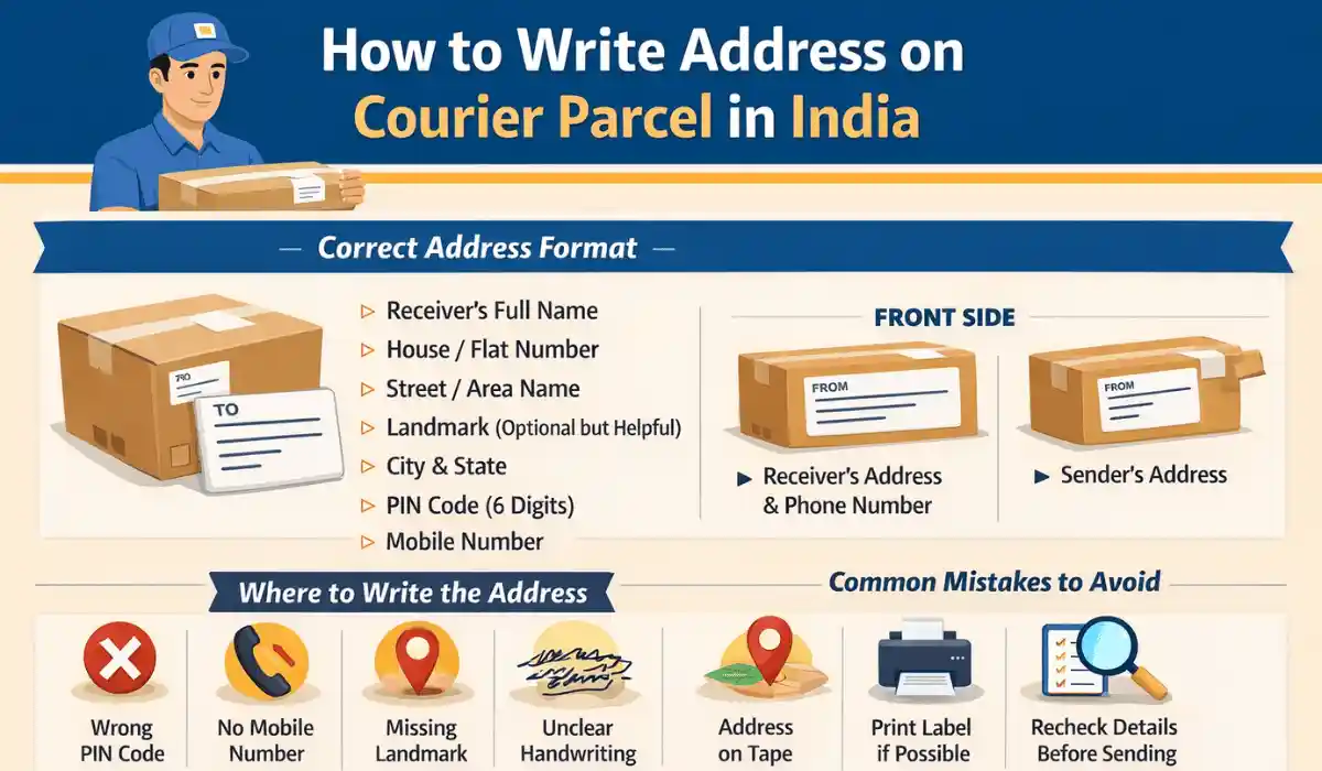 how to write address on courier parcel in india