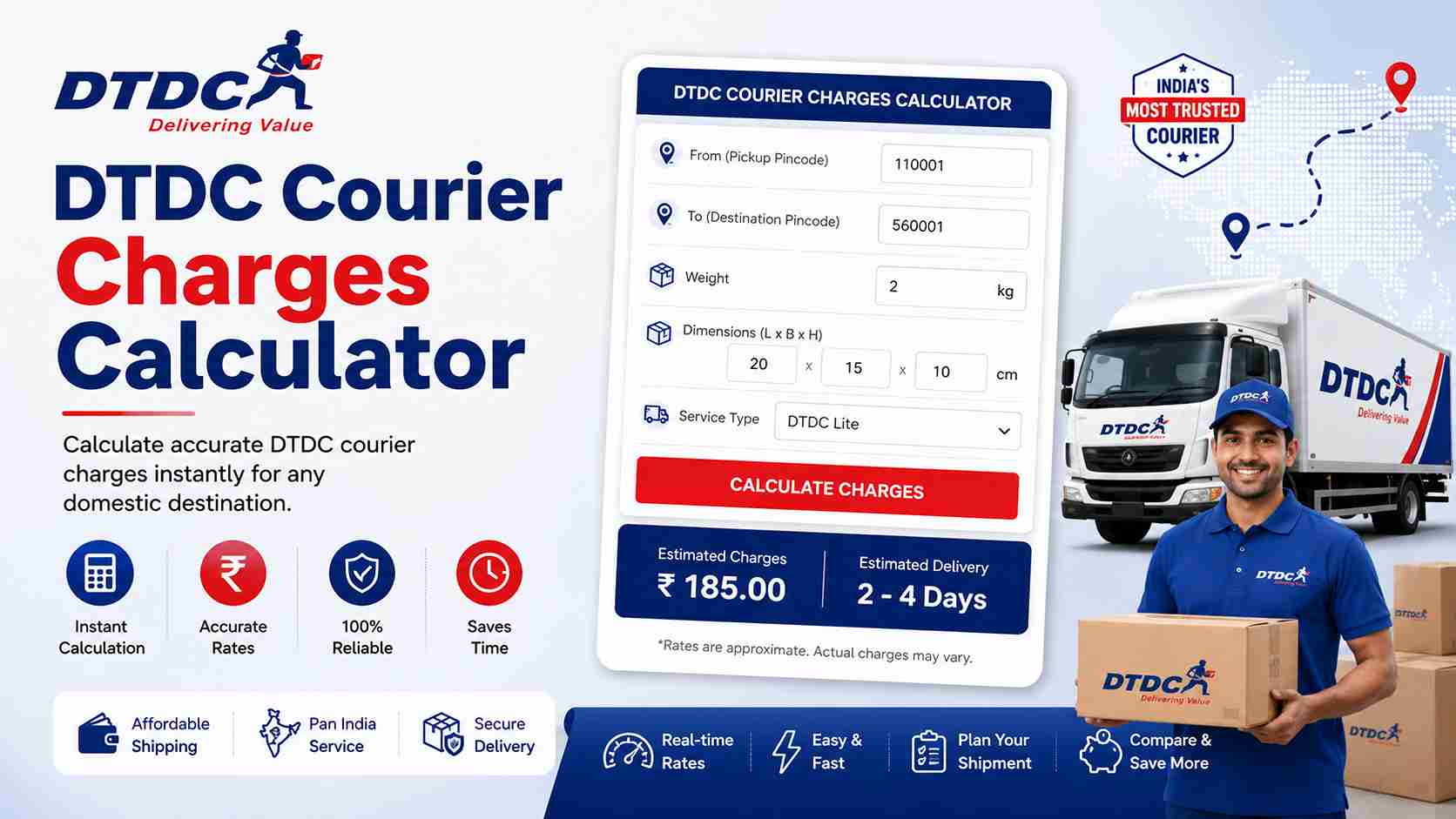 Free DTDC Courier Charges Calculator | DTDC Calculate Shipping Cost Online