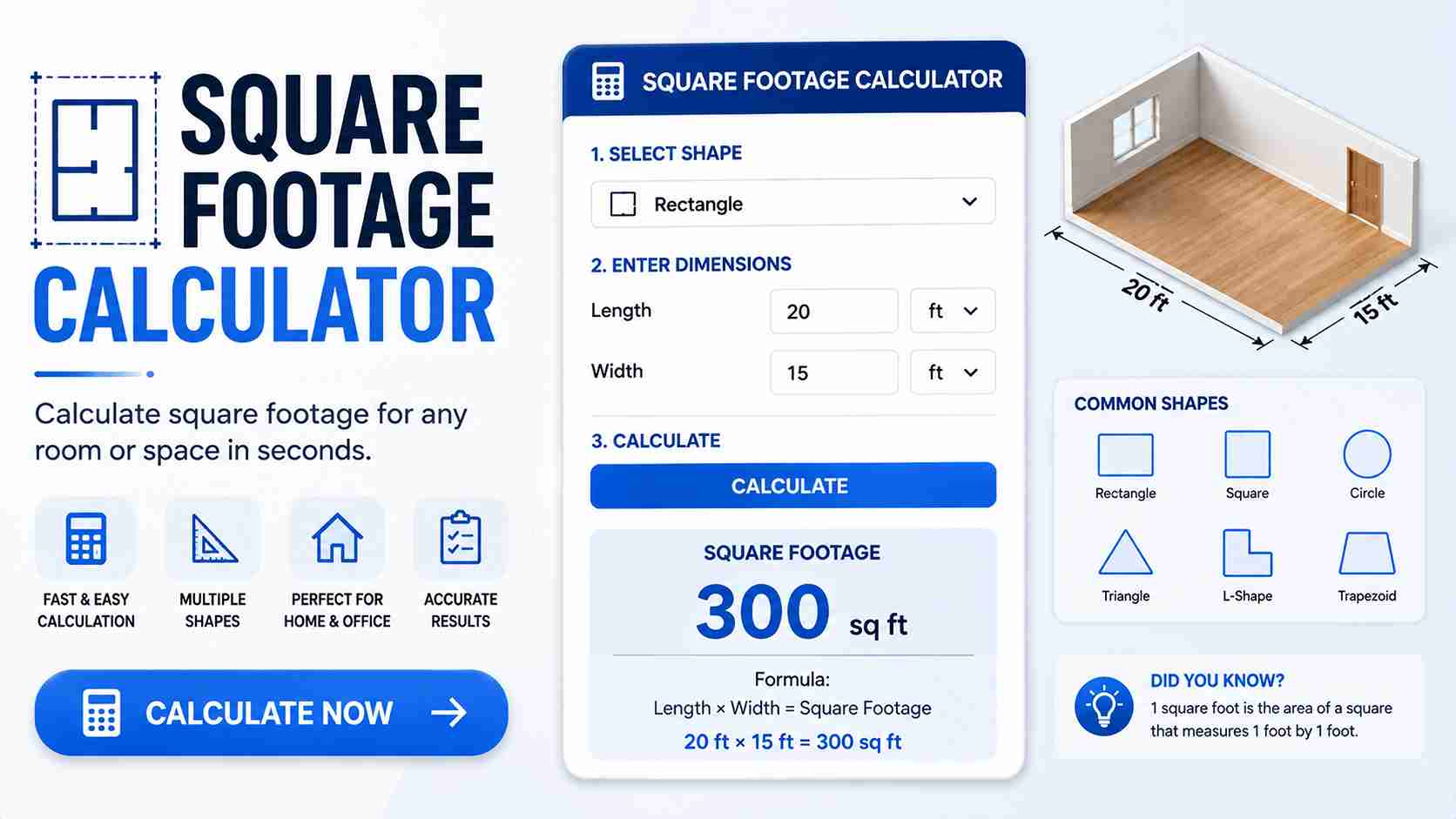 Free Square Footage Calculator | Calculate Area in Square Feet